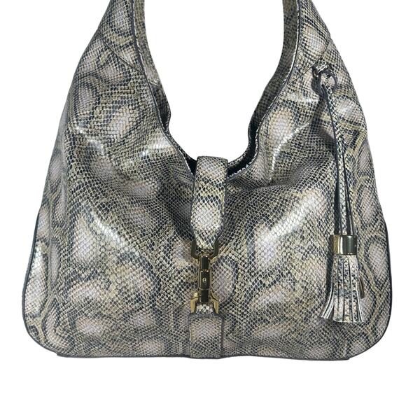 G.I.L.I. Verona hobo in snakeskin embossed print with gold hardware NWOT - Picture 2 of 10